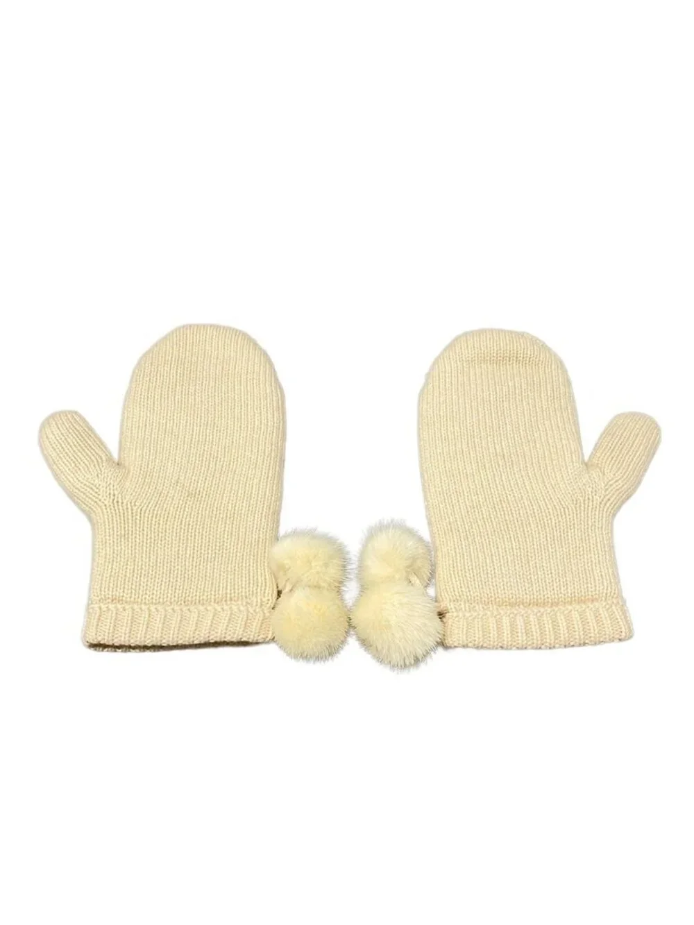 Louis Vuitton Gloves 23 Ivory Mittens Cashmere